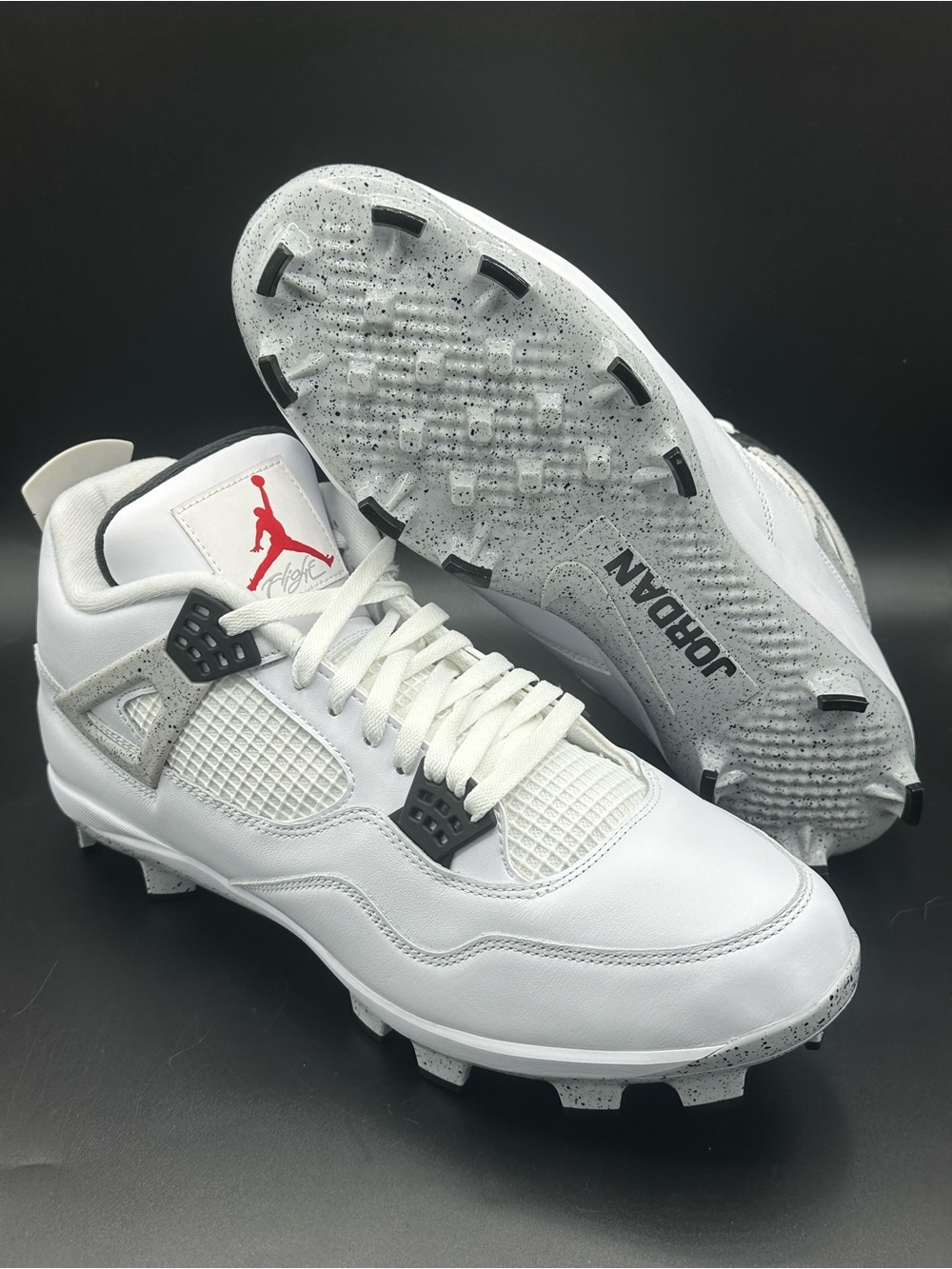 Nike Men's Air Jordan 4 Retro White Cement MCS Baseball Cleats White/Red Size 15